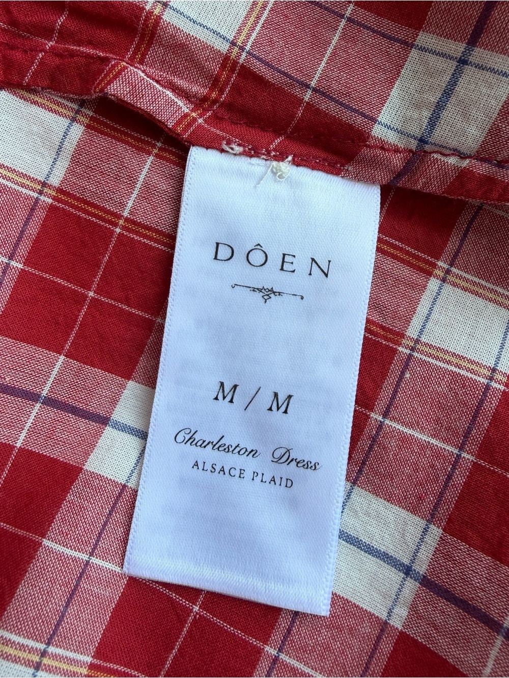 NWT Doen Charleston Cotton V Neck Long Sleeve A Line Maxi Dress Alsace Plaid Red - Picture 13 of 16